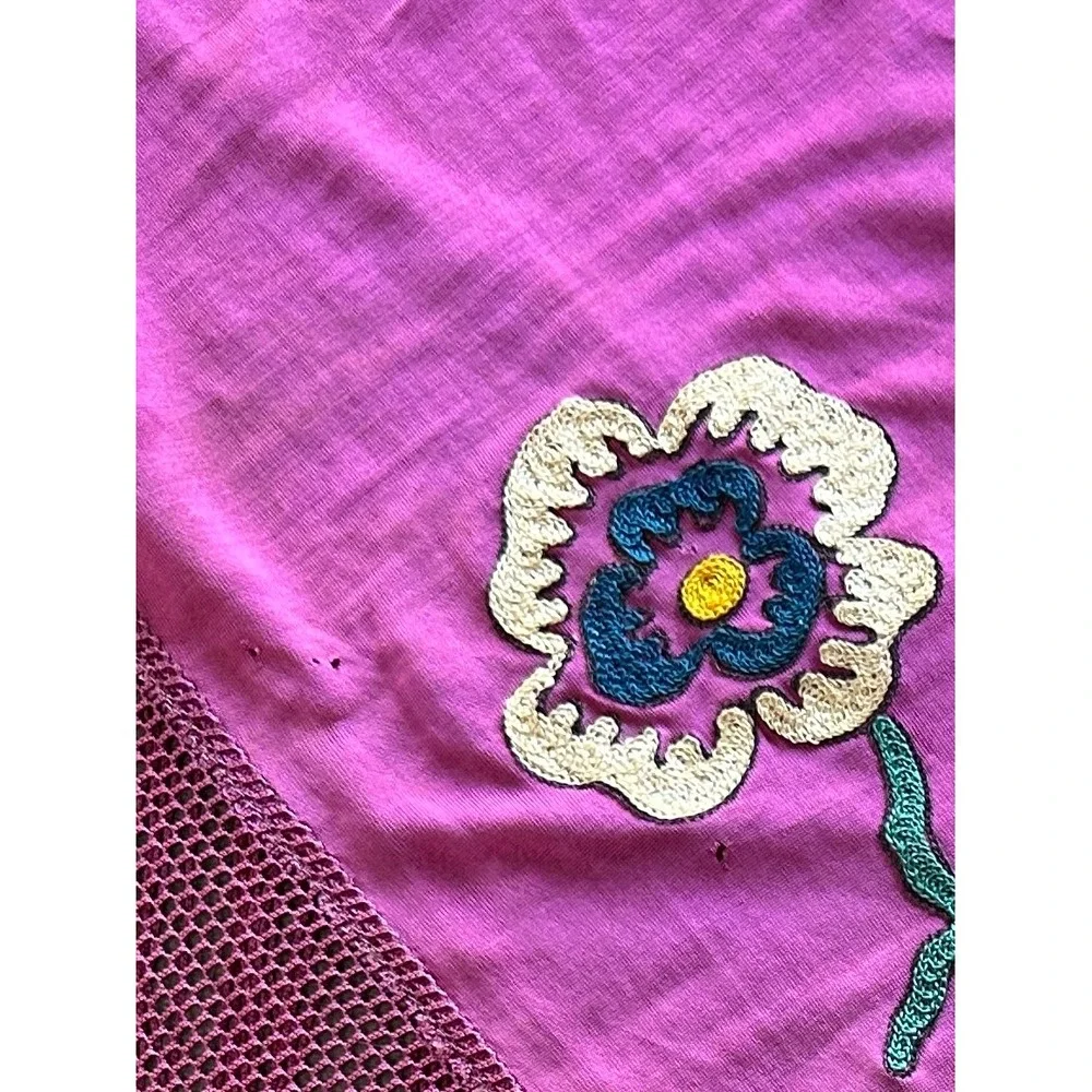 Vintage rayon embroidered fringe piano shawl